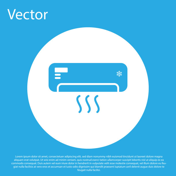 蓝色空调与新鲜空气图标隔离图片下载