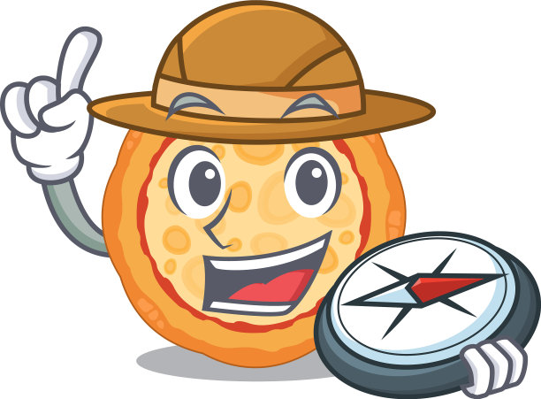 探险家奶酪披萨的卡通形状图片下载