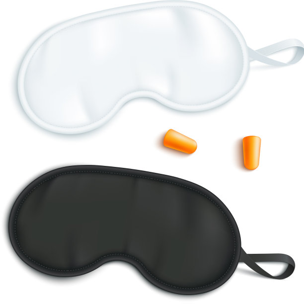 白色和黑色的睡眠面具样机配一对图片下载