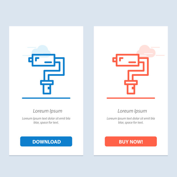 油漆滚筒刷油漆工工具蓝色和红色图片下载