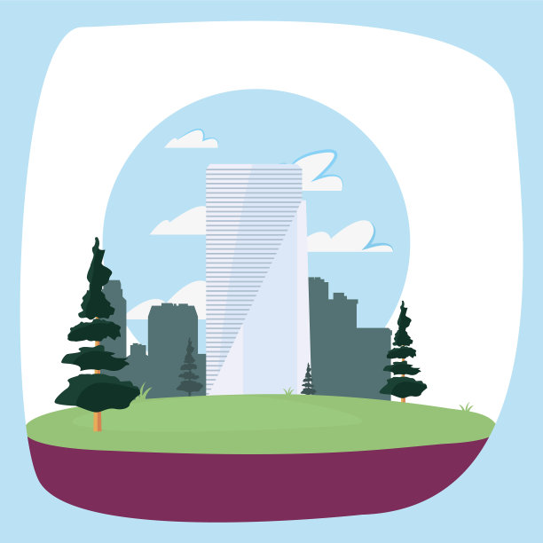 高楼大厦城市公园全景图片下载