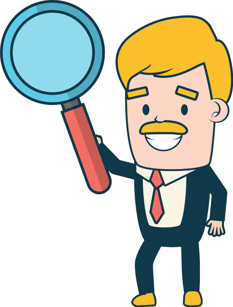 商人拿着放大镜在白色背景上图片下载