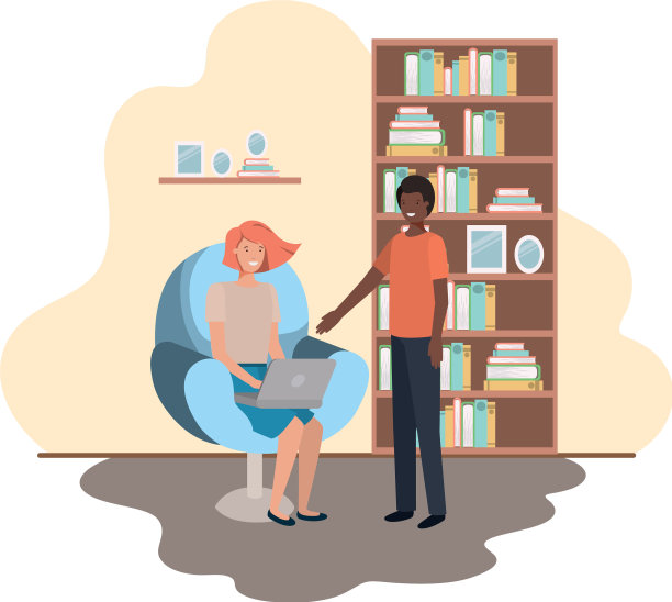 夫妇在客厅使用笔记本电脑图片下载