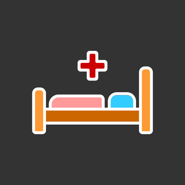 医院病床图标医学符号平坦图片下载