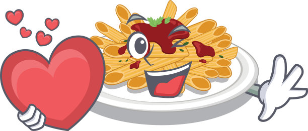 吉祥物形状的心形意面图片下载