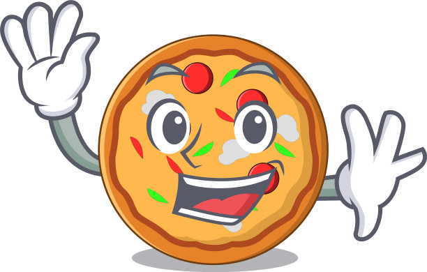 挥舞披萨的卡通人物风格图片下载