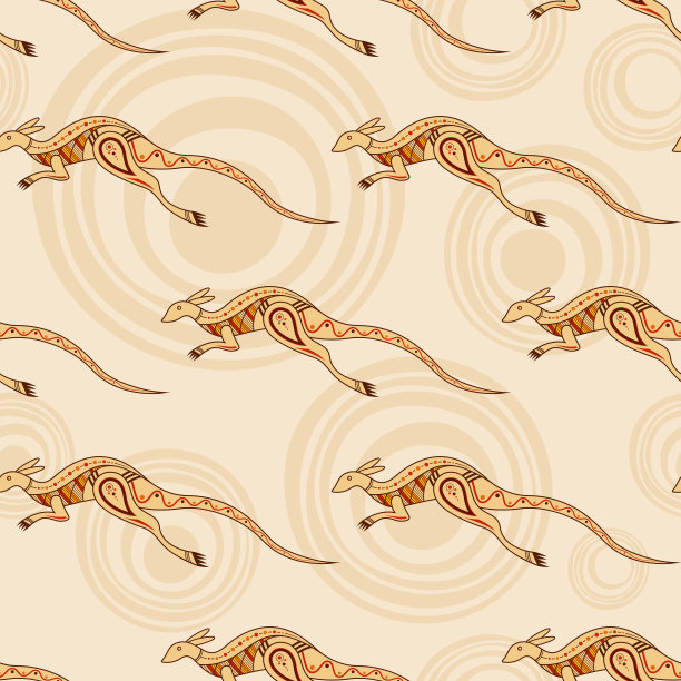 无缝图案袋鼠澳大利亚艺术图片下载