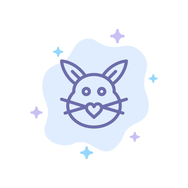 可爱的兔子兔子喜欢复活节蓝色的图标上图片下载