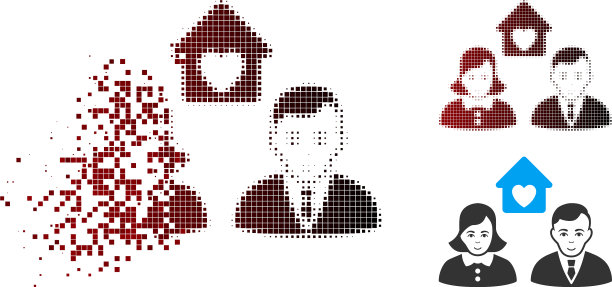 消散像素半色调人的婚姻图标图片下载