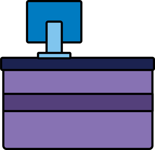 柜台酒吧电脑商店的白色背景图片下载