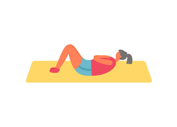 女人在地毯上做仰卧起坐健身和锻炼图片下载