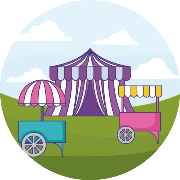 嘉年华亭与马戏团帐篷框架圆形图片下载