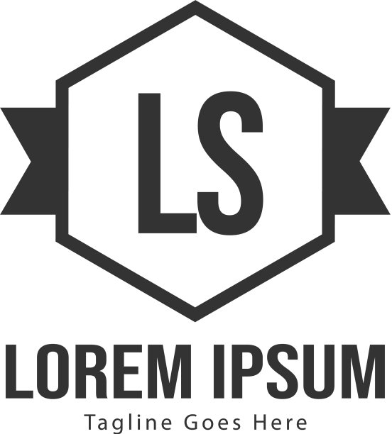 带有现代框架的LS标志模板图片下载