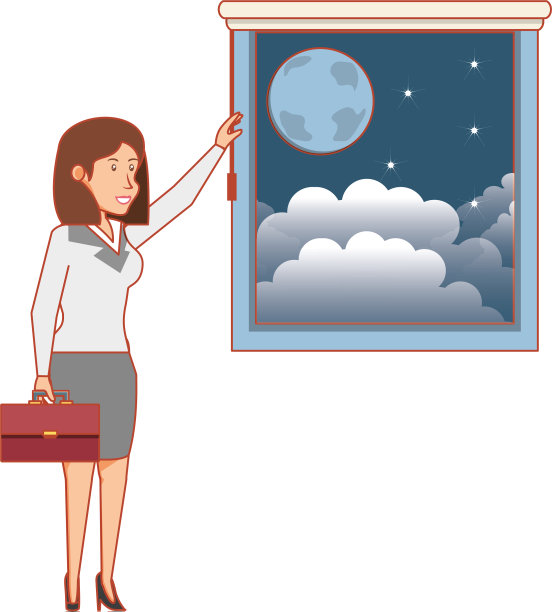 窗外有夜景和女商人图片下载