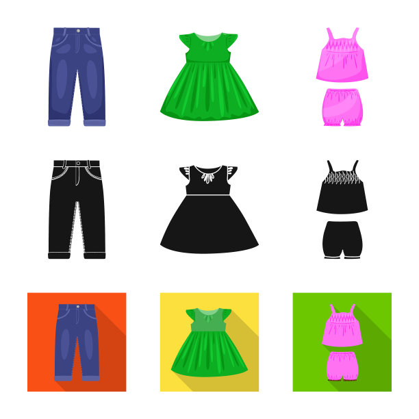 设计时装及服装标志套装图片下载