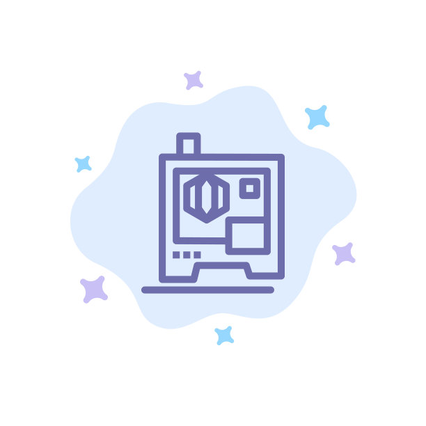 打印机打印3d扫描仪上的蓝色图标抽象图片下载