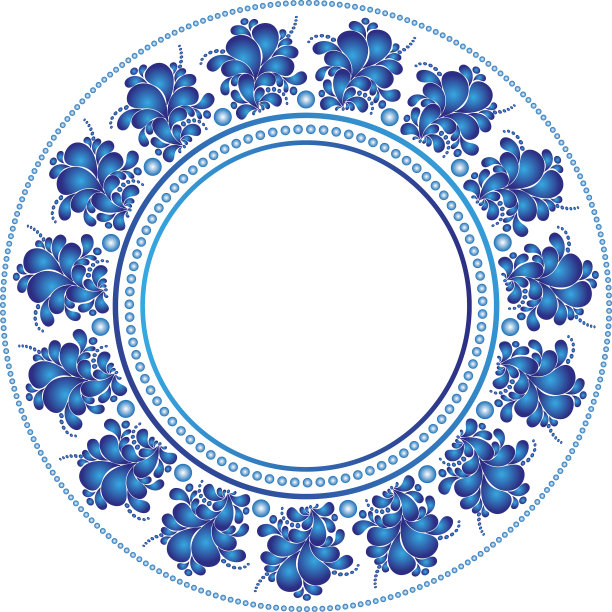 圆形框架在俄罗斯风格的gzhel图片下载