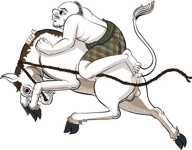 泰国传统绘画中的骑马男子图片下载