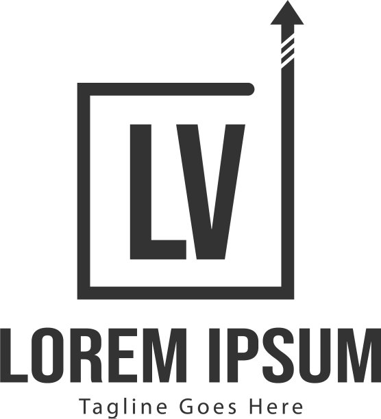 现代边框首字母LV标志模板图片下载