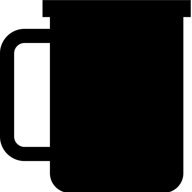 黑咖啡杯平面图标孤立在白色图片下载