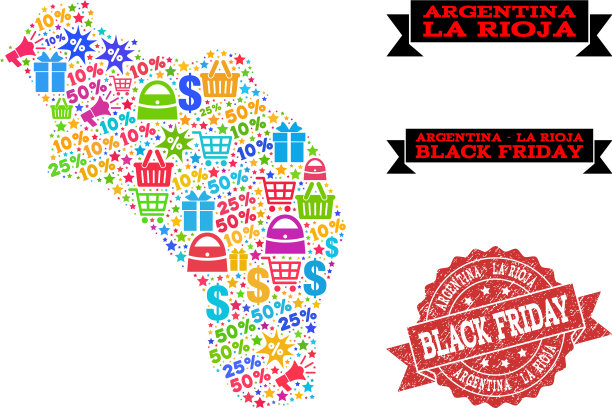 黑色星期五拼贴马赛克阿根廷地图图片下载