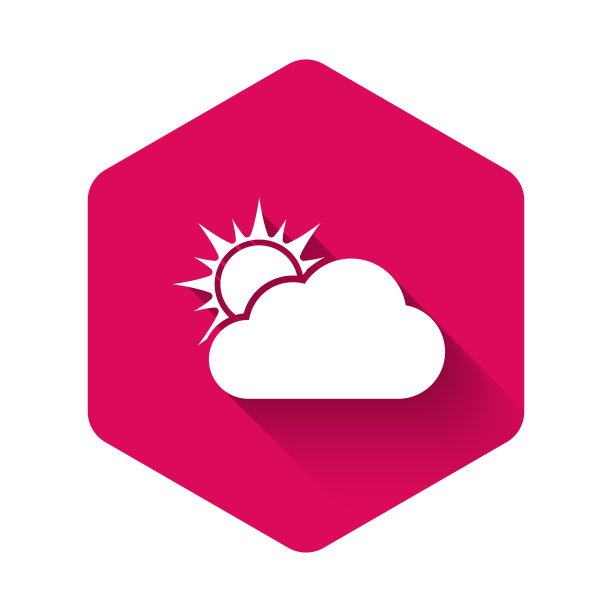 白色的太阳和云的天气图标孤立与图片下载