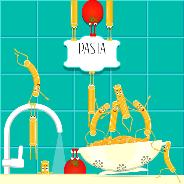 碗里有有趣的意大利面和西红柿图片下载