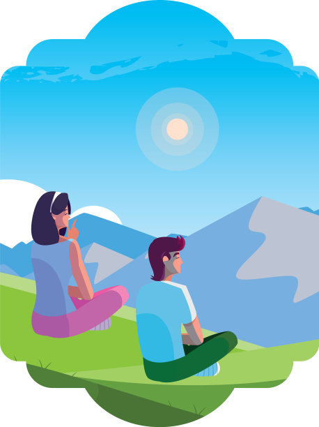 夫妇考虑地平线的领域图片下载