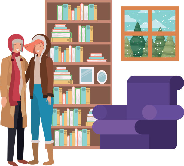 夫妇客厅与景观图片下载