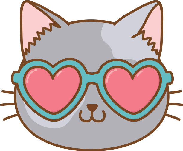 带心形太阳镜的猫图片下载
