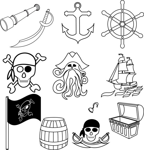 以海盗为主题的画上印有海盗的符号图片下载