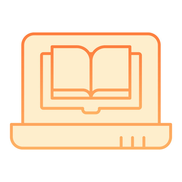 笔记本书平面图标书在电脑橙色图片下载