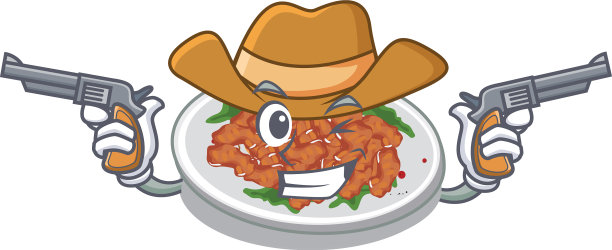 吉祥物盘上的牛仔芝麻鸡图片下载