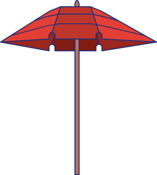 沙滩伞卡通孤立标志图片下载