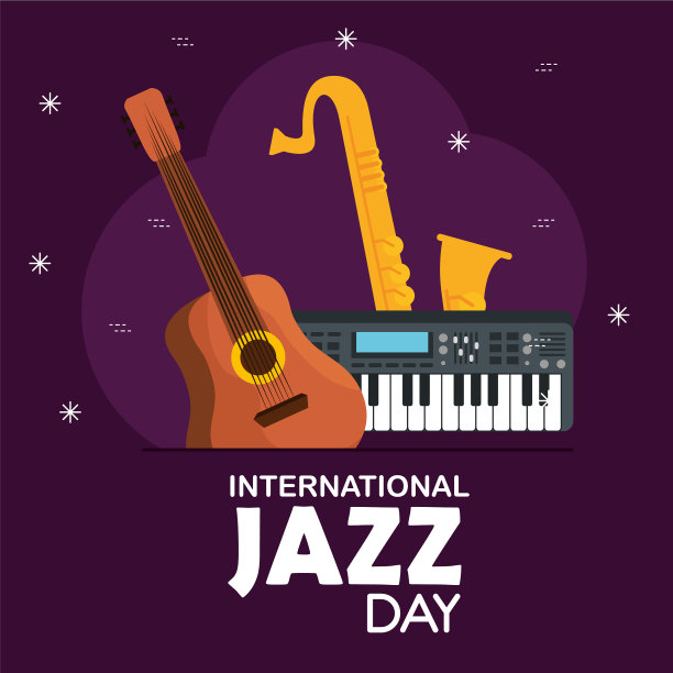 吉他、钢琴、萨克斯管到爵士乐图片下载