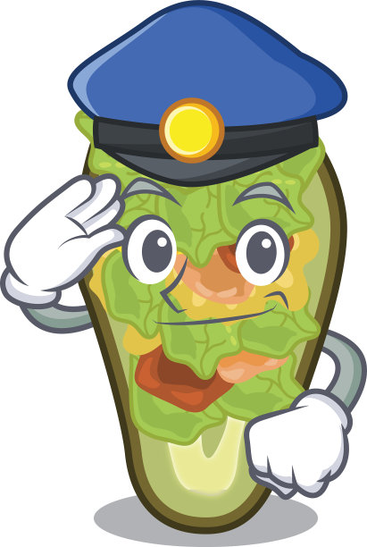 警察塞满牛油果孤立与卡通图片下载