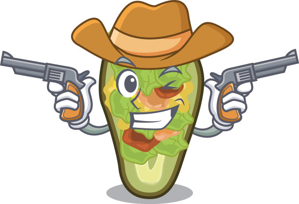 牛仔塞满牛油果孤立与卡通图片下载