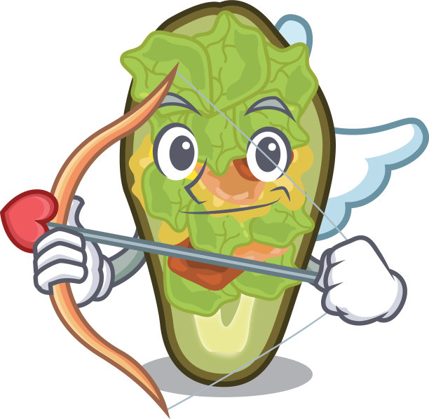 丘比特填充鳄梨孤立与卡通图片下载