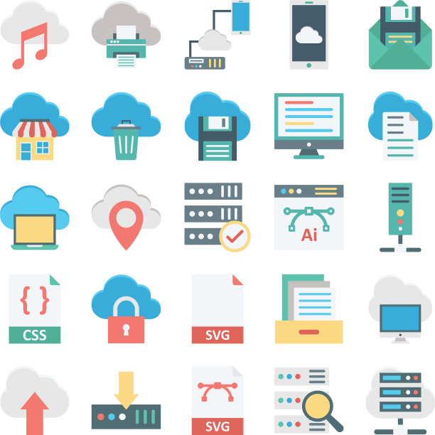 云计算和数据存储颜色ico图片下载