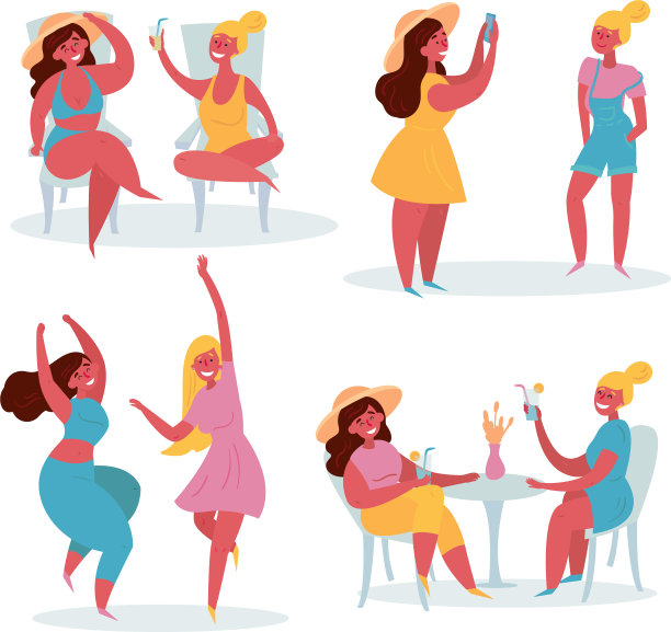 两个女性朋友一起在阳光明媚的夏天旅行图片下载