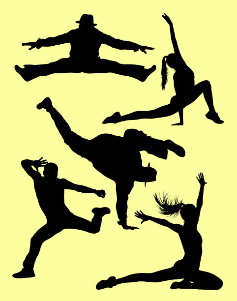 剪影现代舞，街舞和街舞图片下载