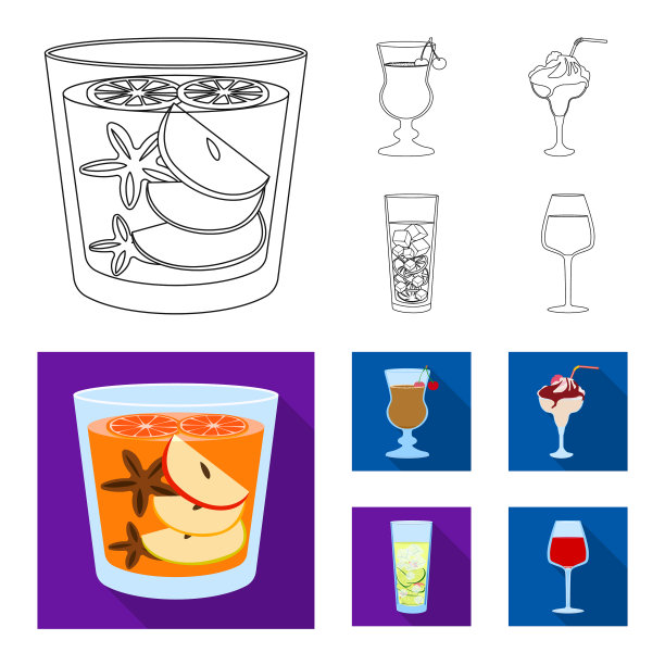 设计酒和餐厅标志套装图片下载