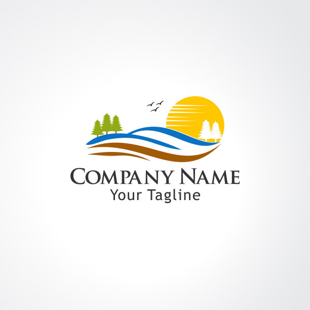 太阳土地标志图标元素和模板图片下载