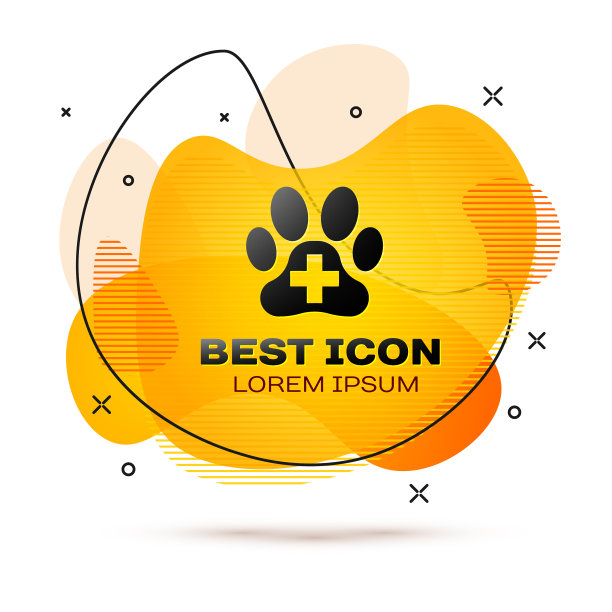 黑色兽医诊所标志图标孤立上图片下载