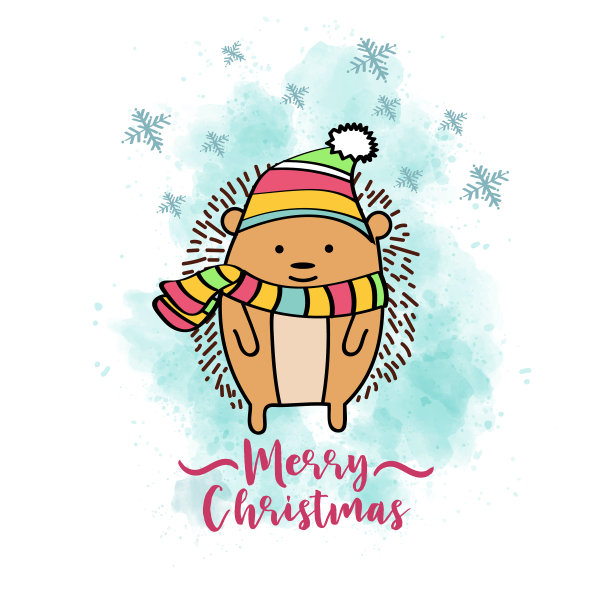 装扮刺猬的圣诞卡片图片下载