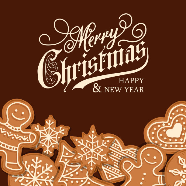 漂亮的姜饼圣诞卡片图片下载