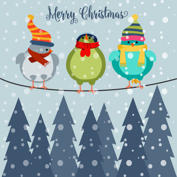挂着鸟的圣诞卡片图片下载