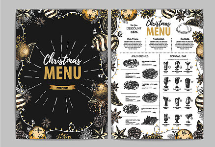 手绘圣诞节日菜单设计图片下载