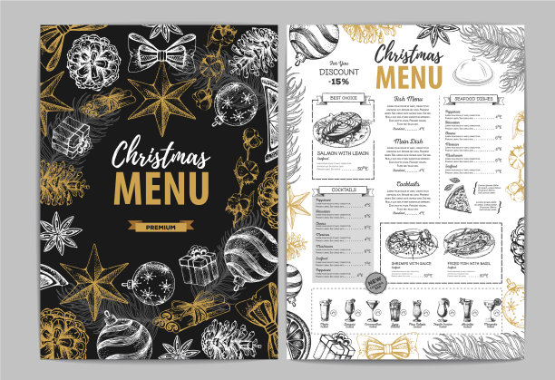 手绘圣诞节日菜单设计图片下载