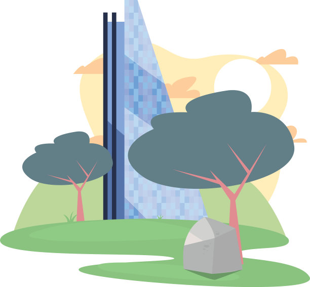 摩天大楼在室外有树图片下载